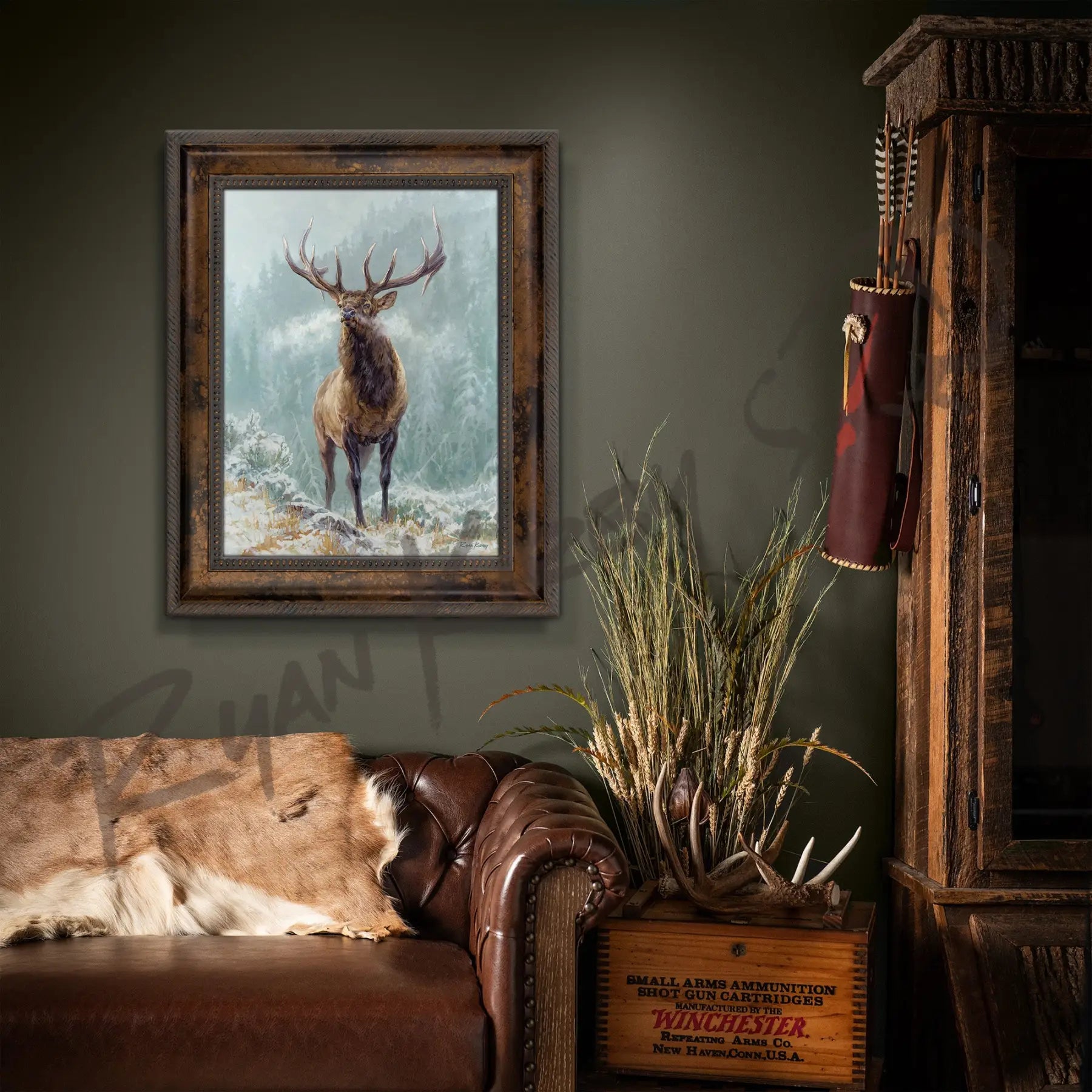 ’Blowing Smoke’ Bull Elk Canvas Art Print