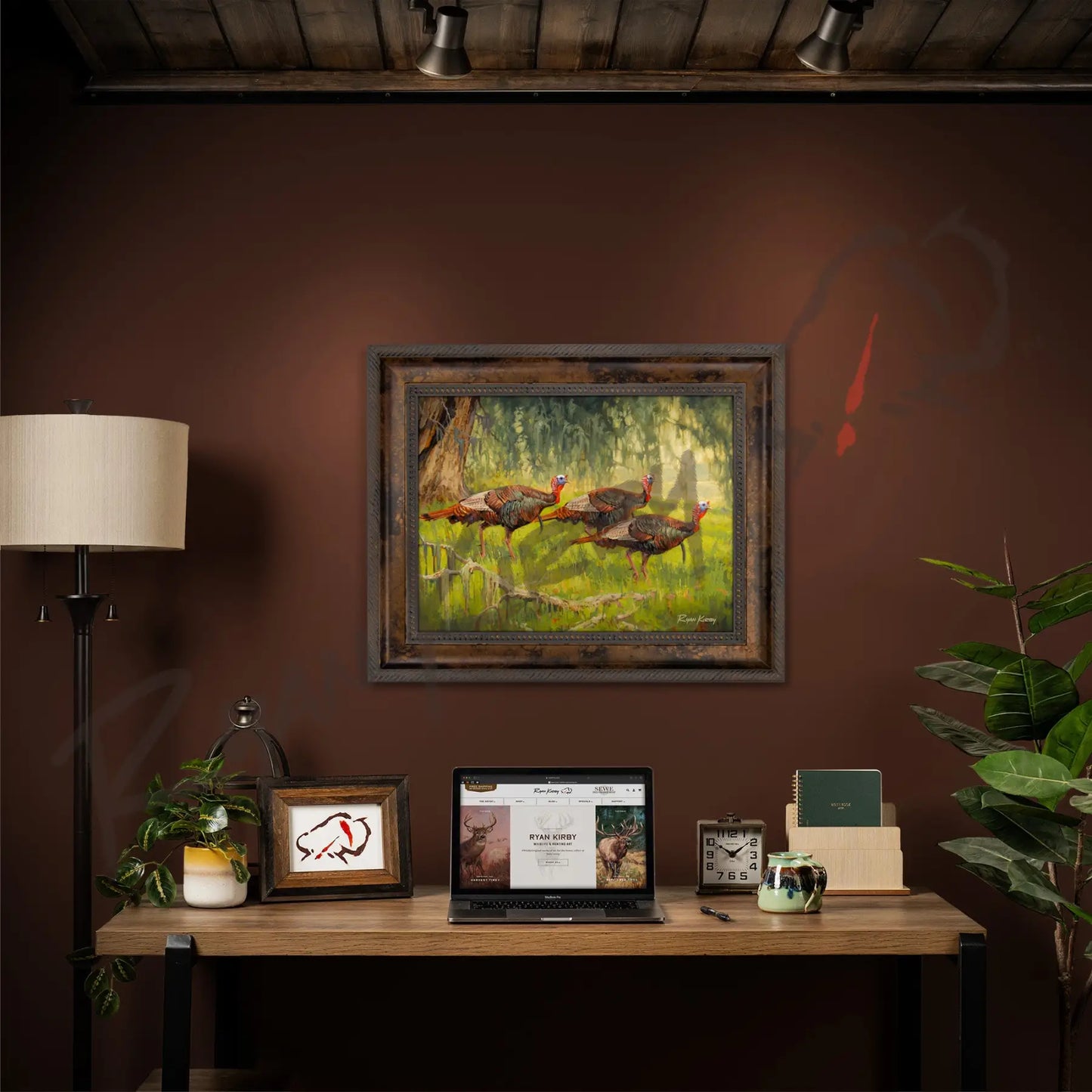’Bottomland Bachelors’ Wild Turkey Canvas Art Print With Signed Mossy Oak Stamp