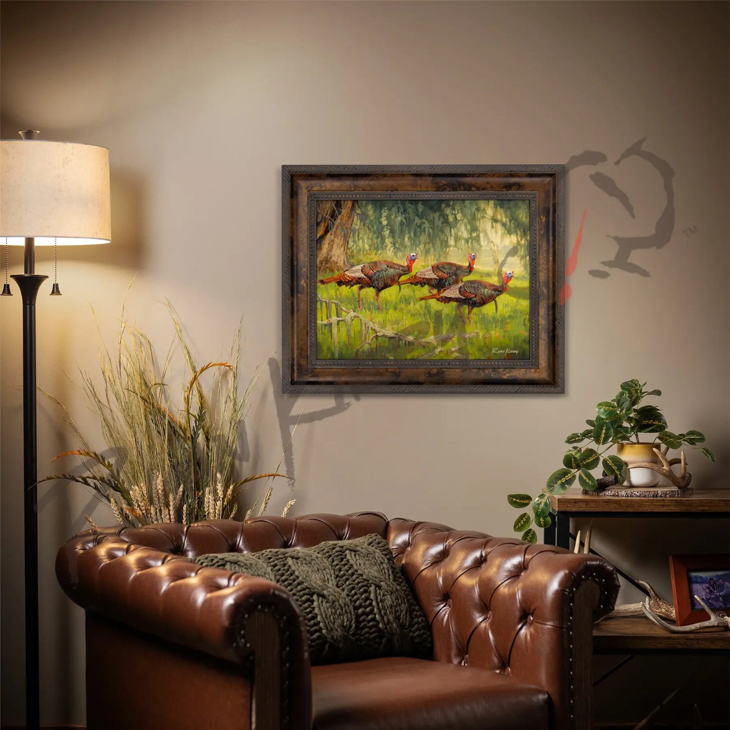 ’Bottomland Bachelors’ Wild Turkey Canvas Art Print With Signed Mossy Oak Stamp