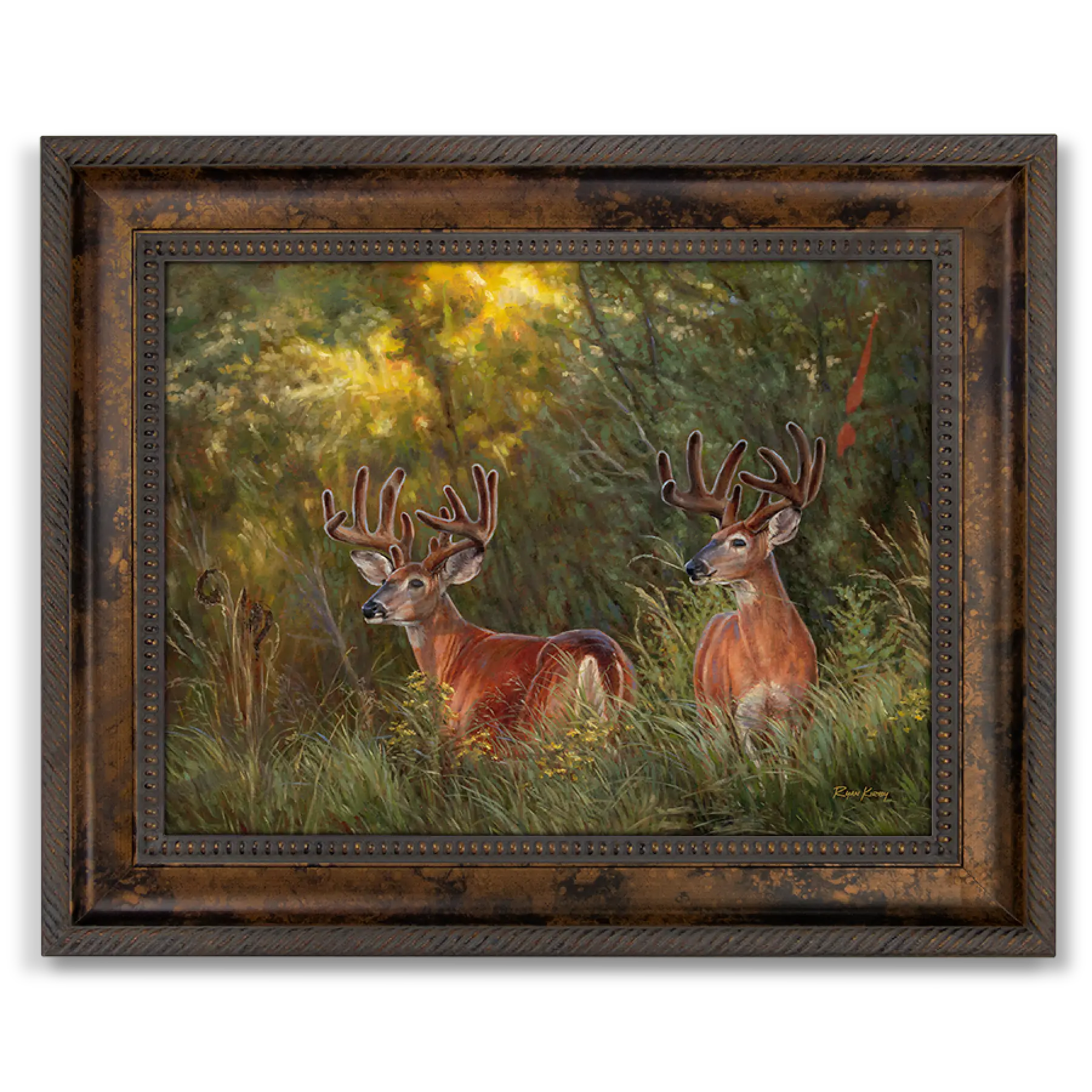 ’Boys Night Out’ White-Tailed Deer Canvas Art Print Classic Bronze