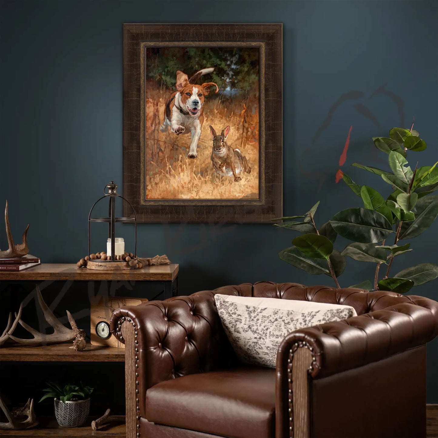 ’Fair Chase’ Beagle Hunting Rabbit Canvas Art Print