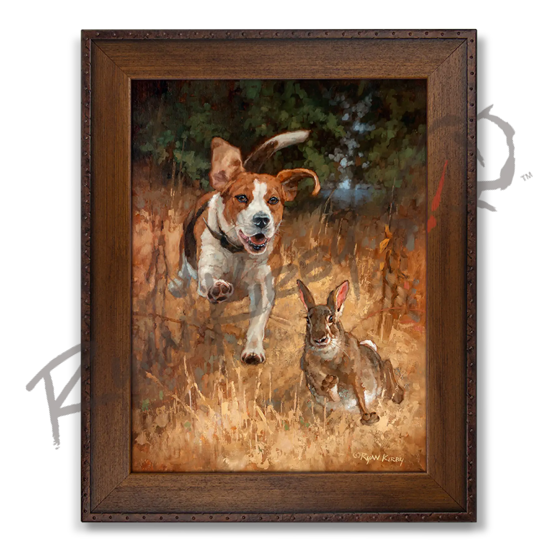 ’Fair Chase’ Beagle Hunting Rabbit Canvas Art Print Copper Barrel