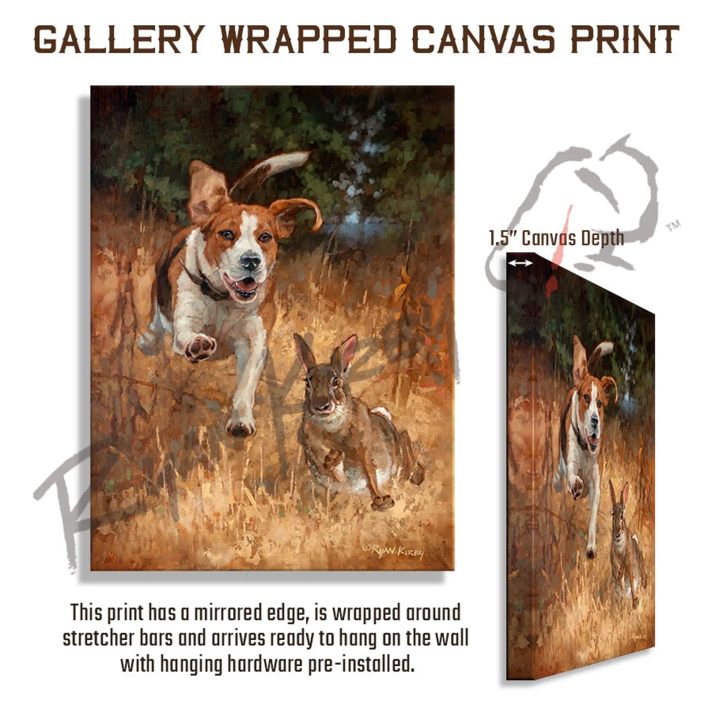 ’Fair Chase’ Beagle Hunting Rabbit Canvas Art Print Gallery Wrapped
