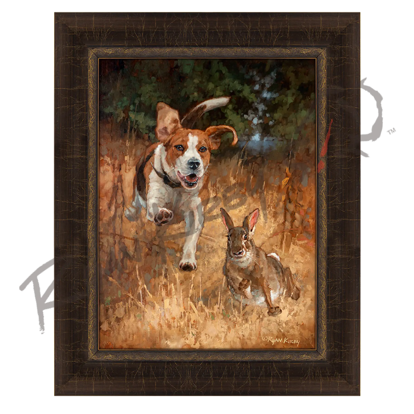 ’Fair Chase’ Beagle Hunting Rabbit Canvas Art Print Riverside