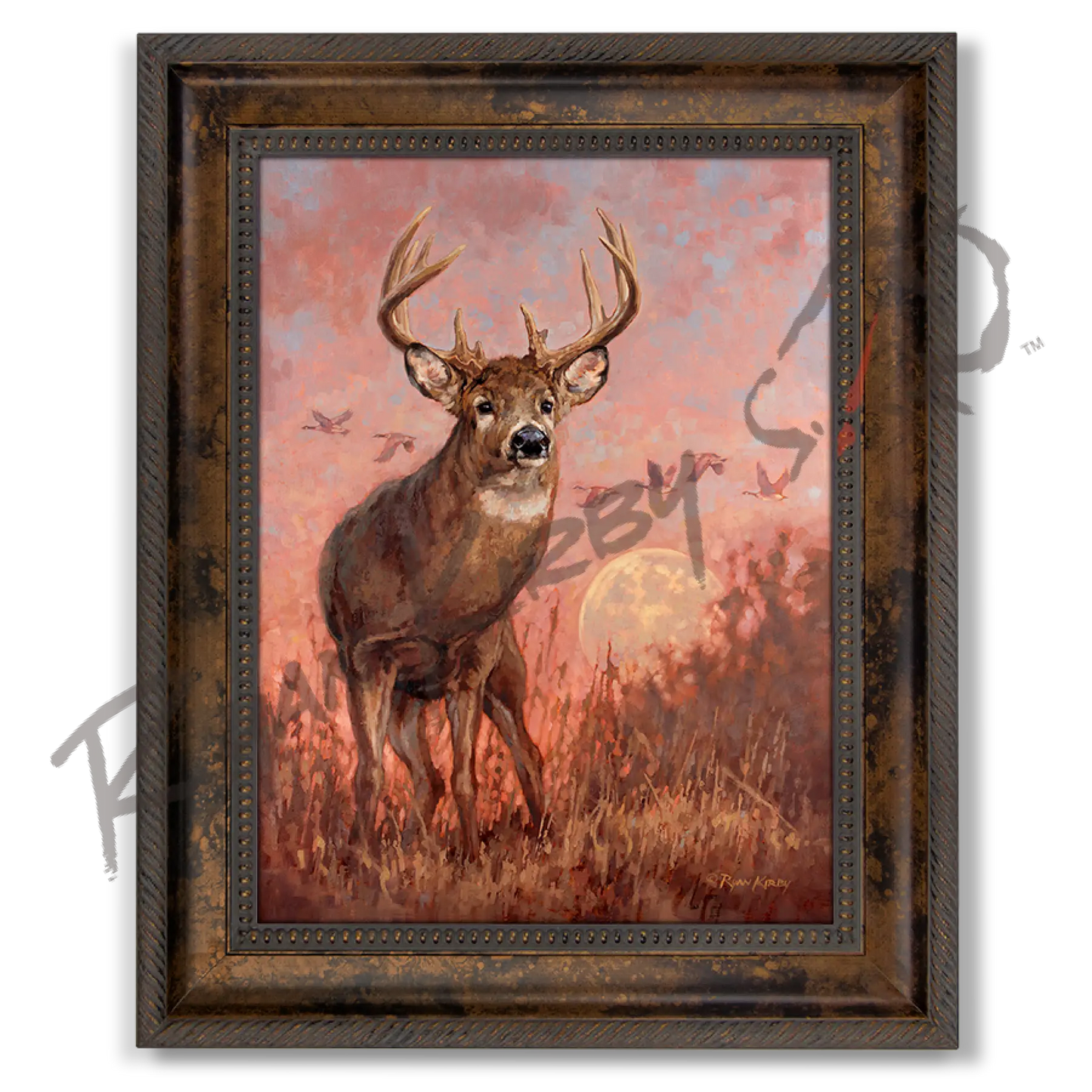 ’Harvest Time’ White-Tailed Deer Canvas Art Print Classic Bronze