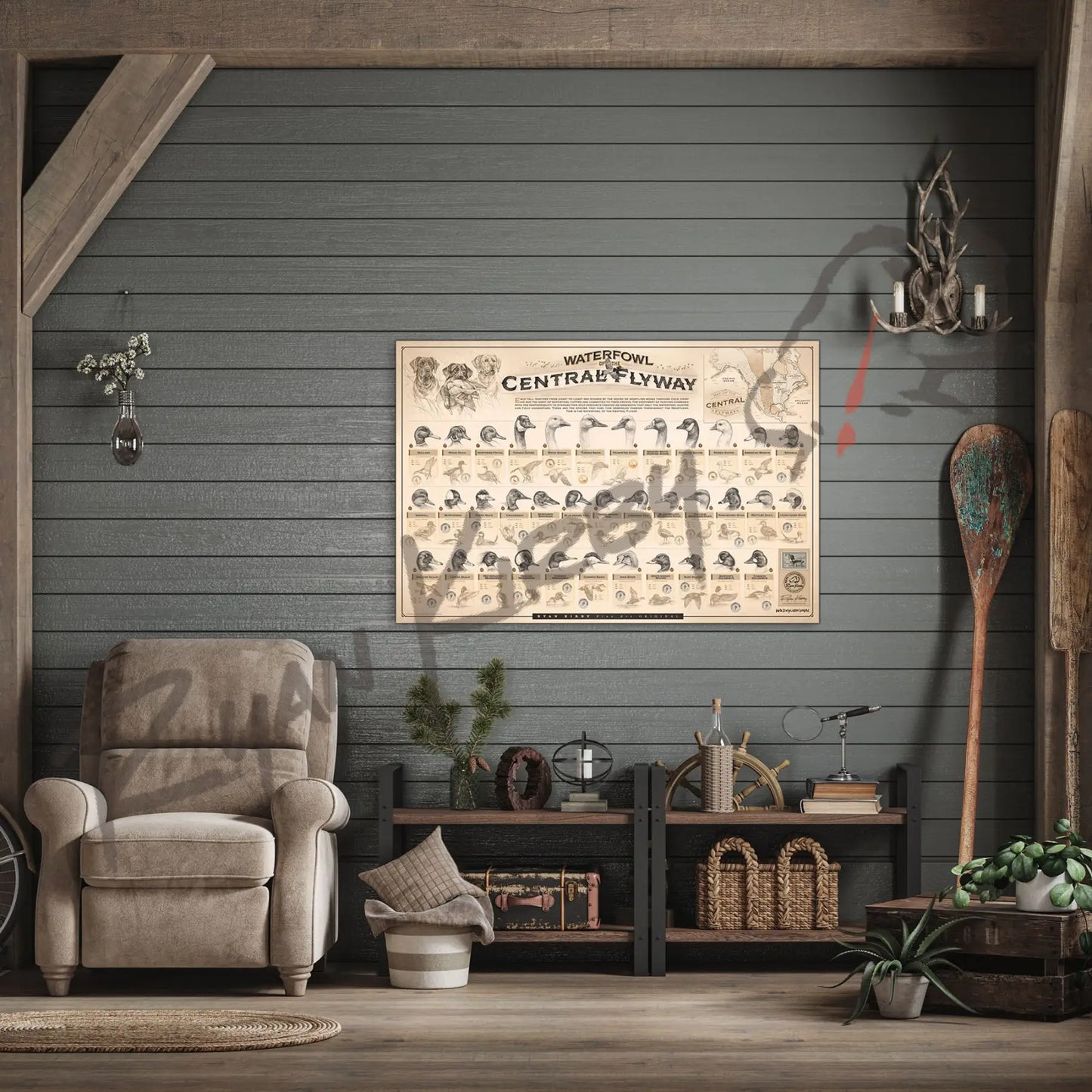 Large ’Waterfowl Of The Central Flyway’ Paper Print