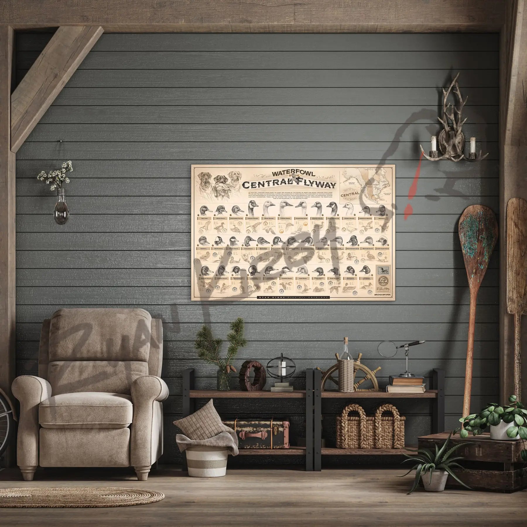 Large ’Waterfowl Of The Central Flyway’ Paper Print