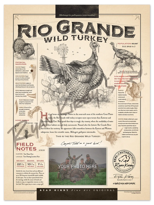 “Rio Grande Wild Turkey” Personalized Paper Print Custom