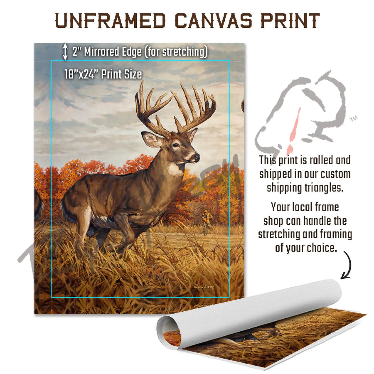 ’Running And Gunning’ White-Tailed Deer Canvas Art Print