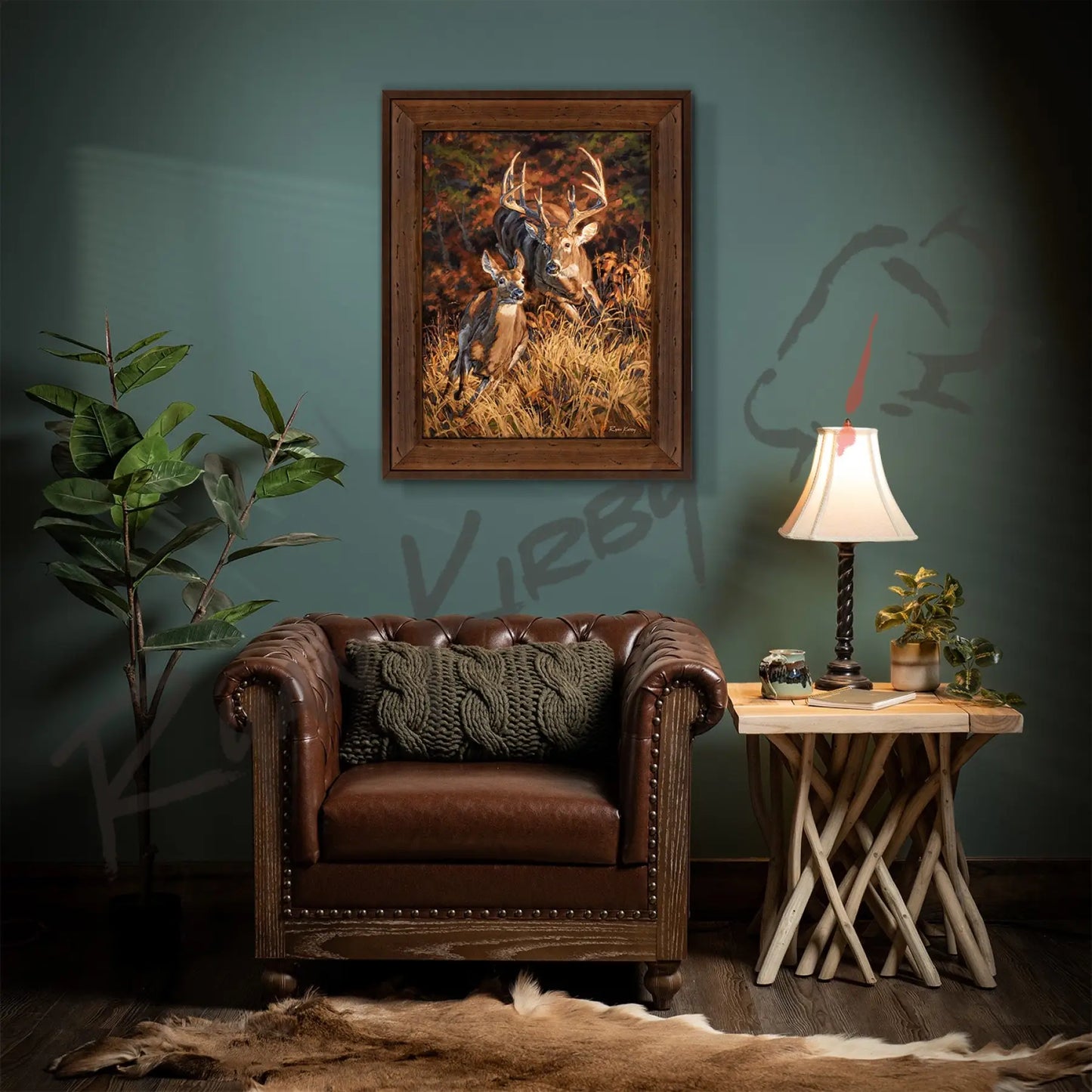 ’Turn And Burn’ White-Tailed Deer Canvas Art Print