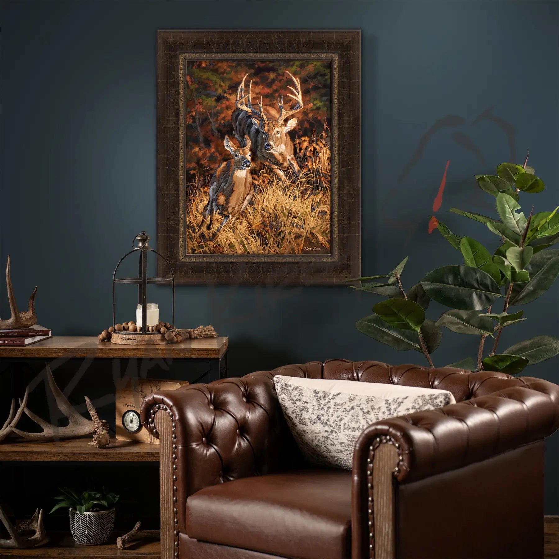 ’Turn And Burn’ White-Tailed Deer Canvas Art Print