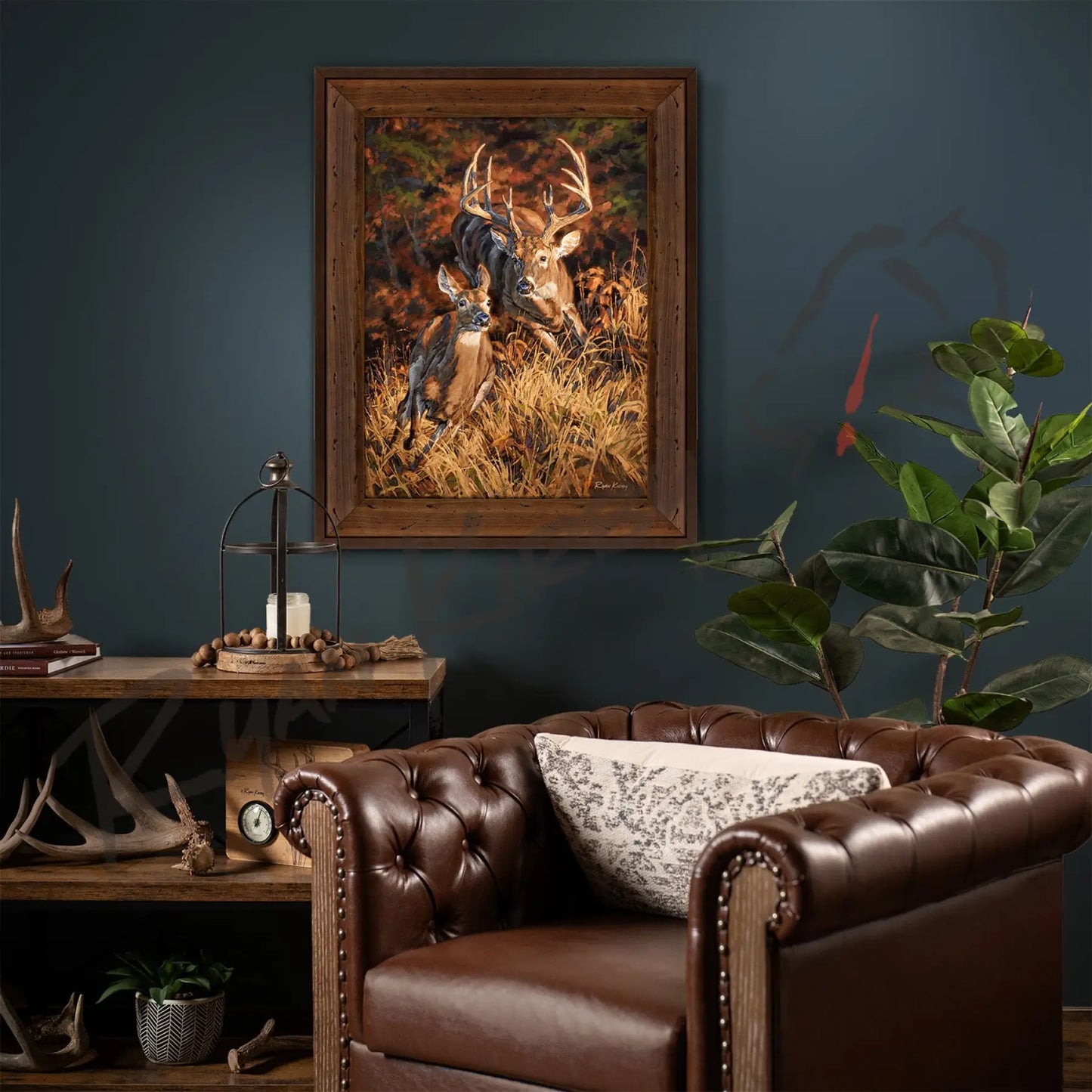 ’Turn And Burn’ White-Tailed Deer Canvas Art Print