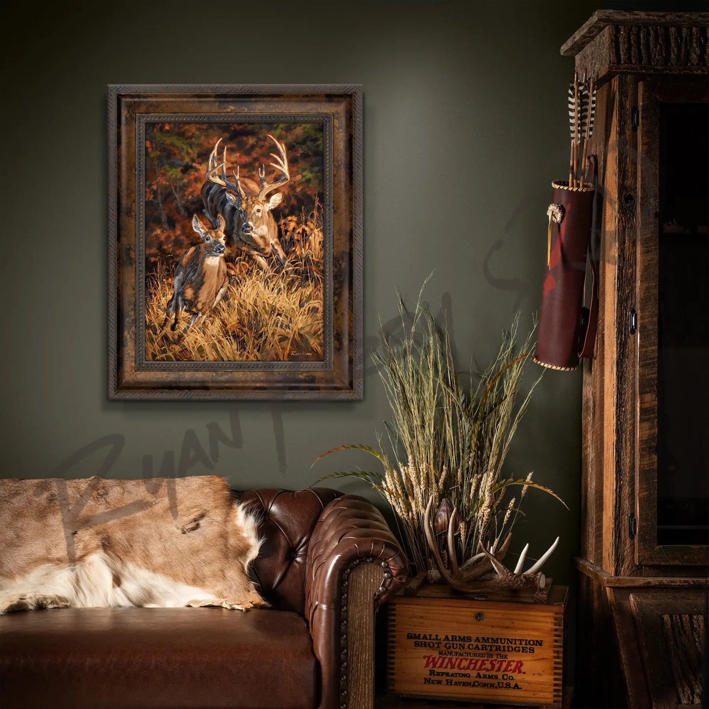 ’Turn And Burn’ White-Tailed Deer Canvas Art Print