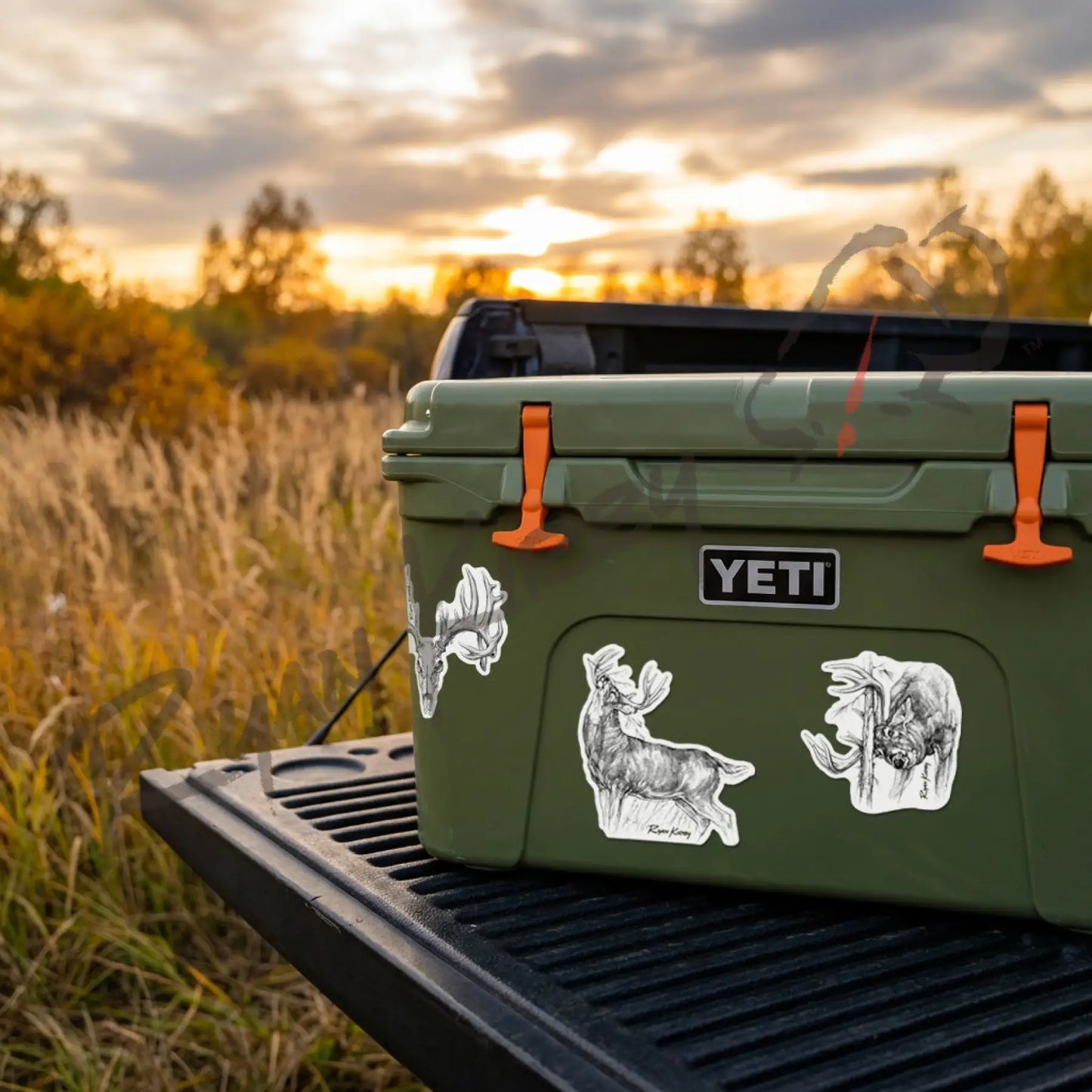 White-tailed Buck Decal 5-Pack – Deer Hunting Art Stickers - Apparel