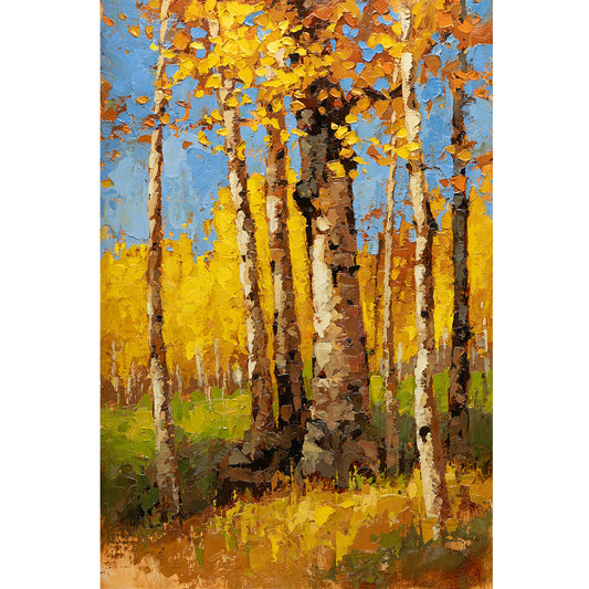 "Gold Rush" Aspen Landscape Original Oil Painting