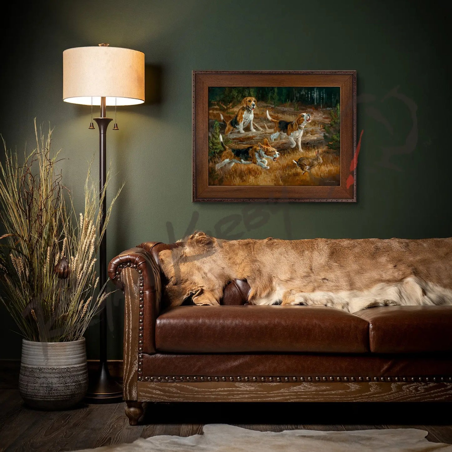’Belle of the Bawl’ Beagle Hunting Rabbit Canvas Art Print Canvas Print