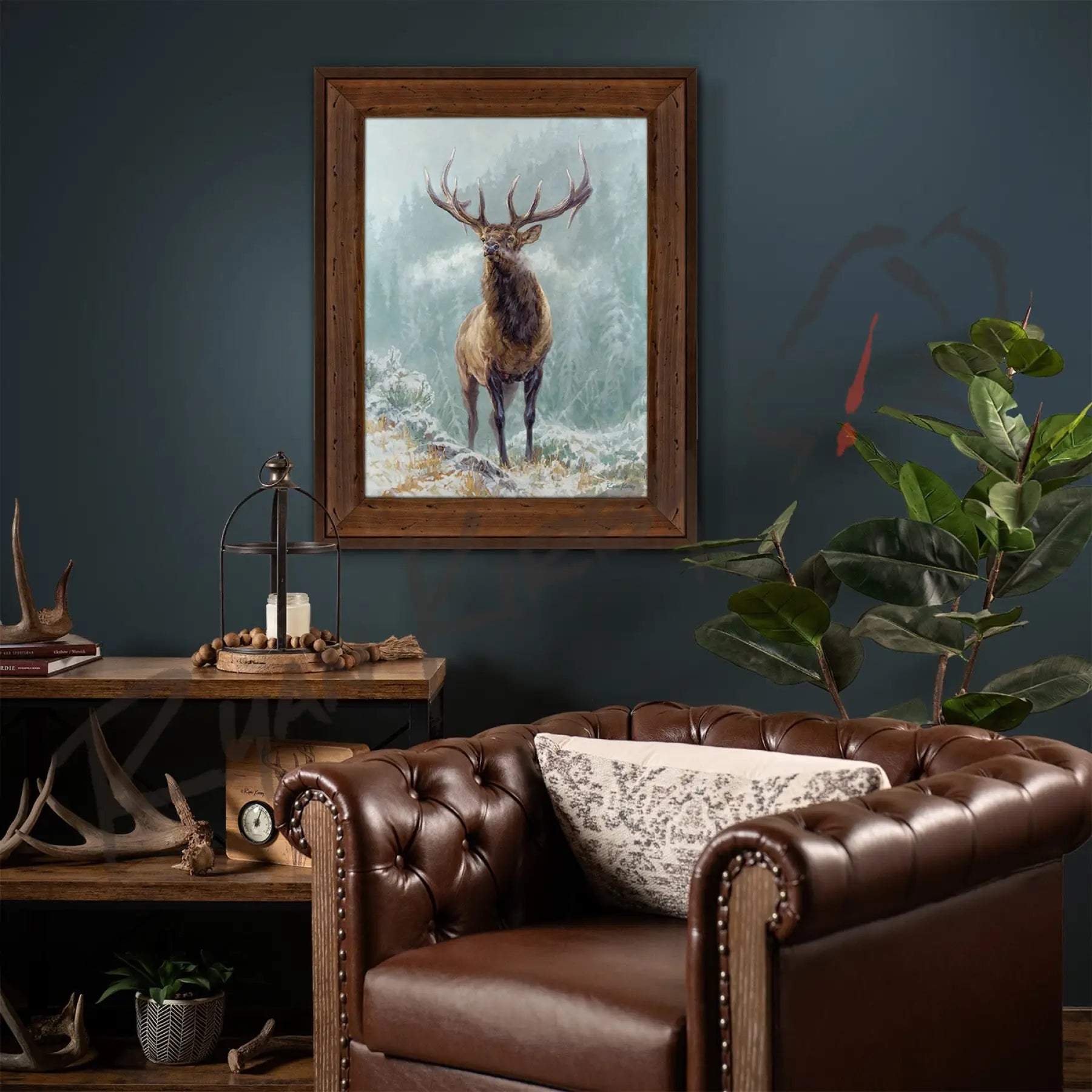 ’Blowing Smoke’ Bull Elk Canvas Art Print