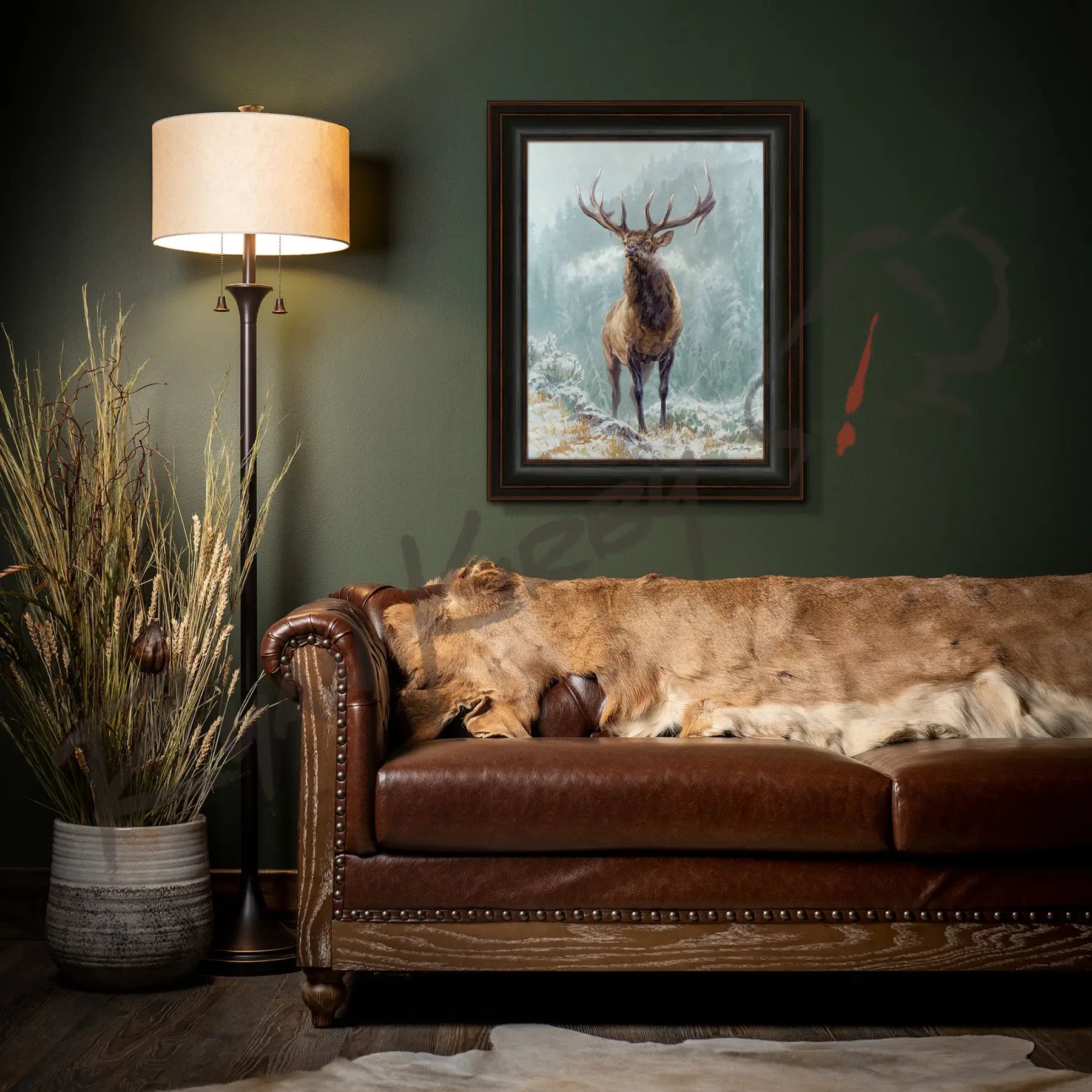 ’Blowing Smoke’ Bull Elk Canvas Art Print - Canvas Print