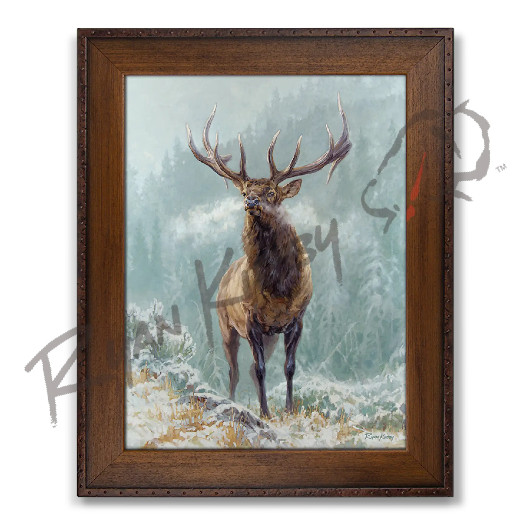 ’Blowing Smoke’ Bull Elk Canvas Art Print Copper Barrel