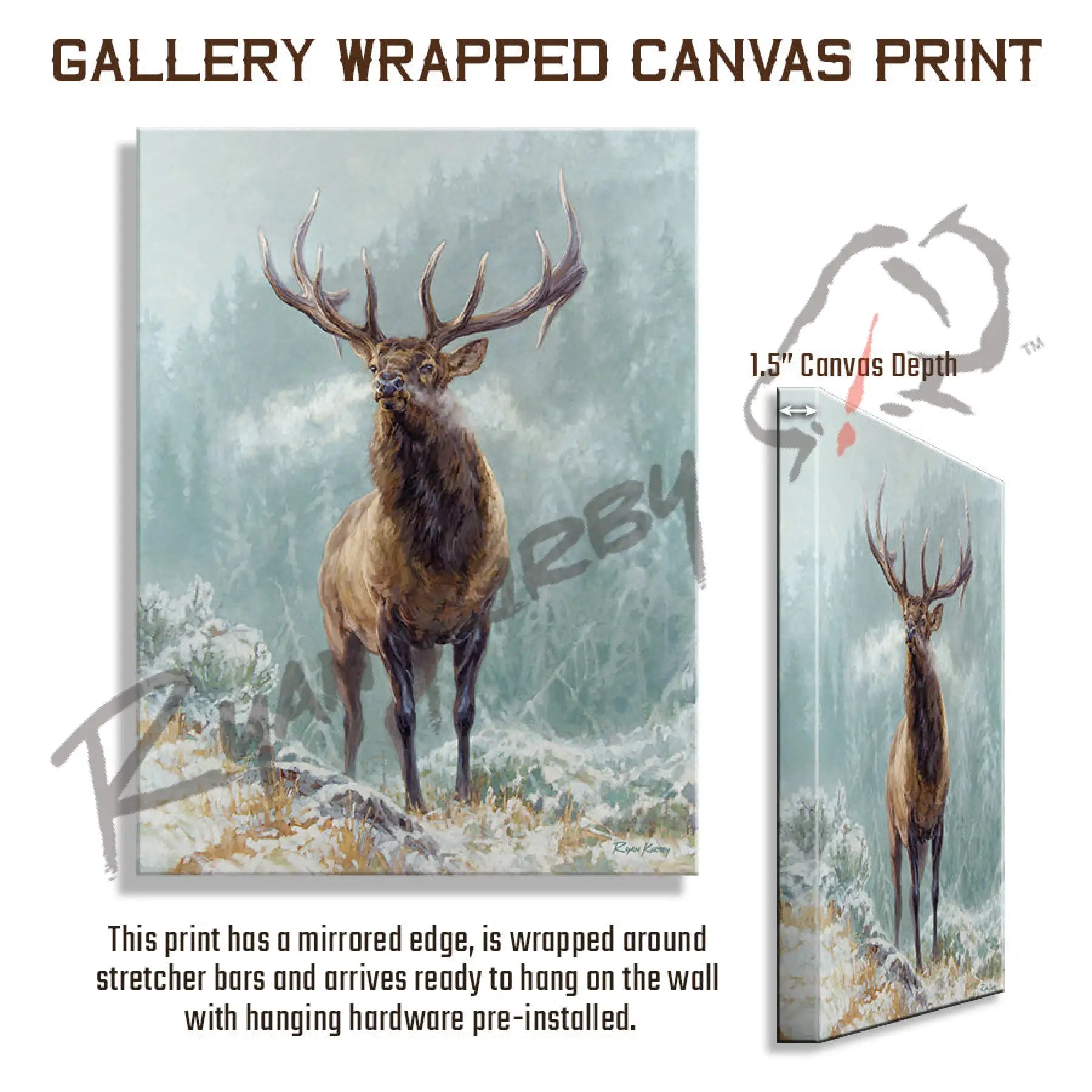 ’Blowing Smoke’ Bull Elk Canvas Art Print Gallery Wrapped