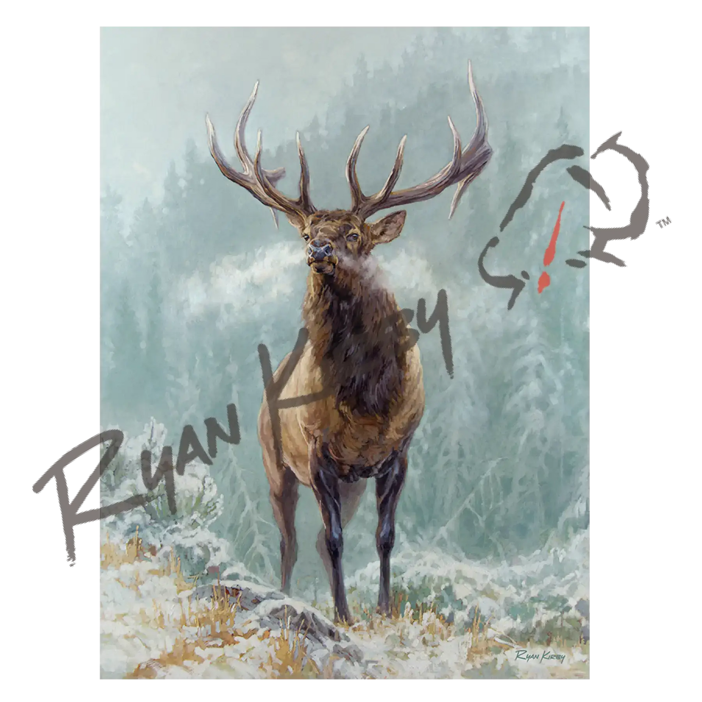 ’Blowing Smoke’ Bull Elk Canvas Art Print Unframed Rolled