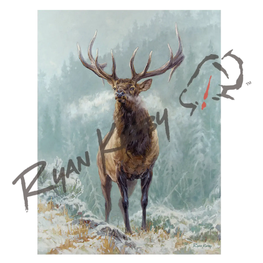 ’Blowing Smoke’ Bull Elk Canvas Art Print Unframed Rolled