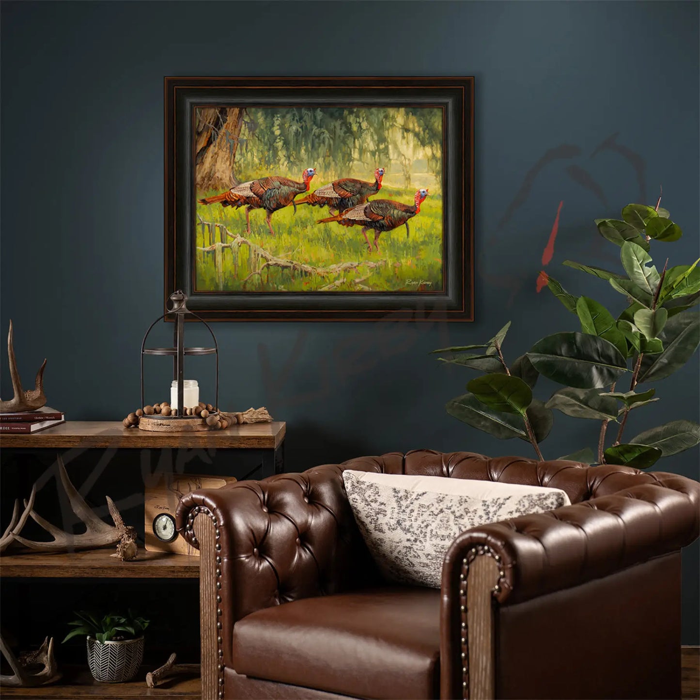 ’Bottomland Bachelors’ Wild Turkey Canvas Art Print - Canvas Print