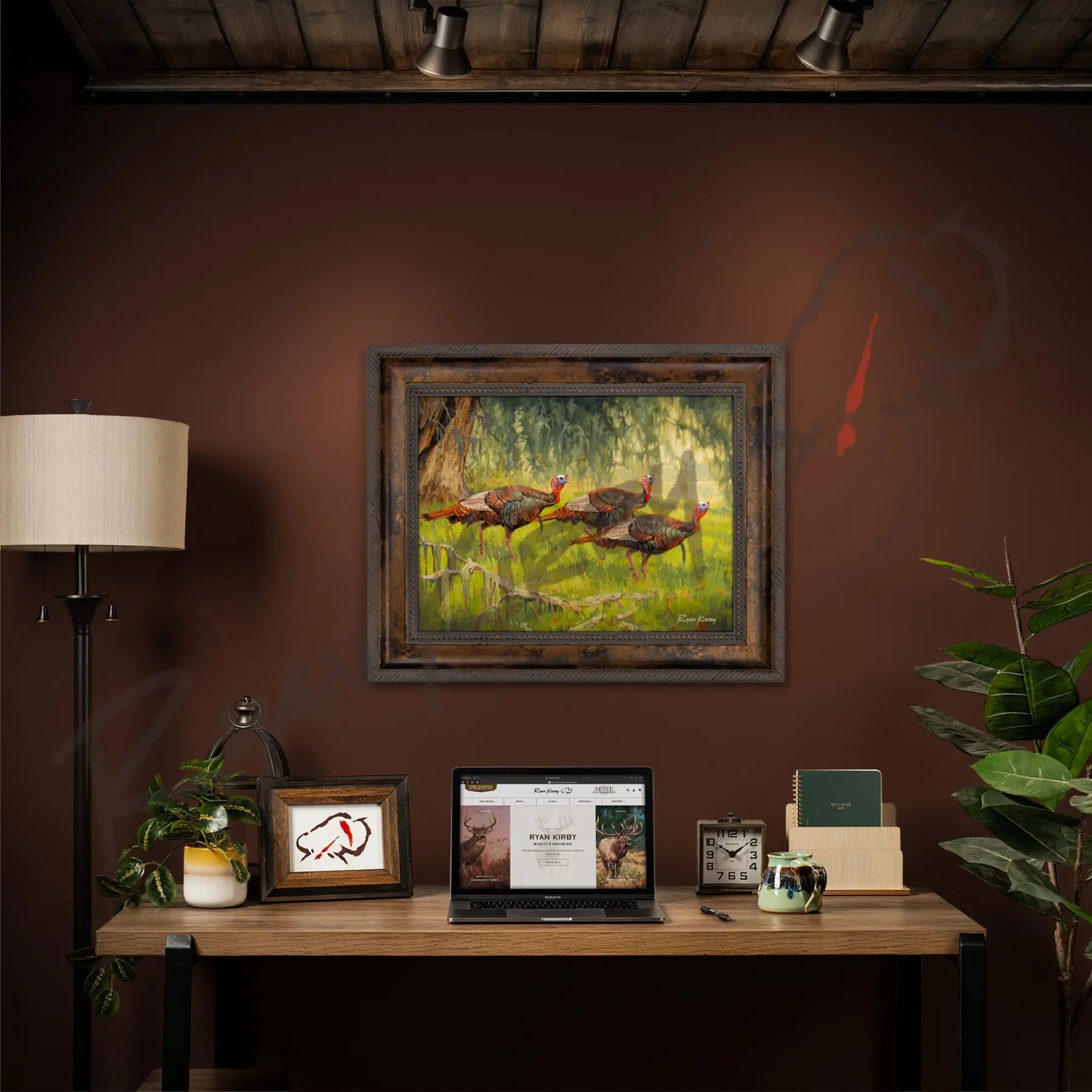 ’Bottomland Bachelors’ Wild Turkey Canvas Art Print With Signed Mossy Oak Stamp