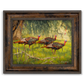 ’Bottomland Bachelors’ Wild Turkey Canvas Art Print With Signed Mossy Oak Stamp Classic Bronze