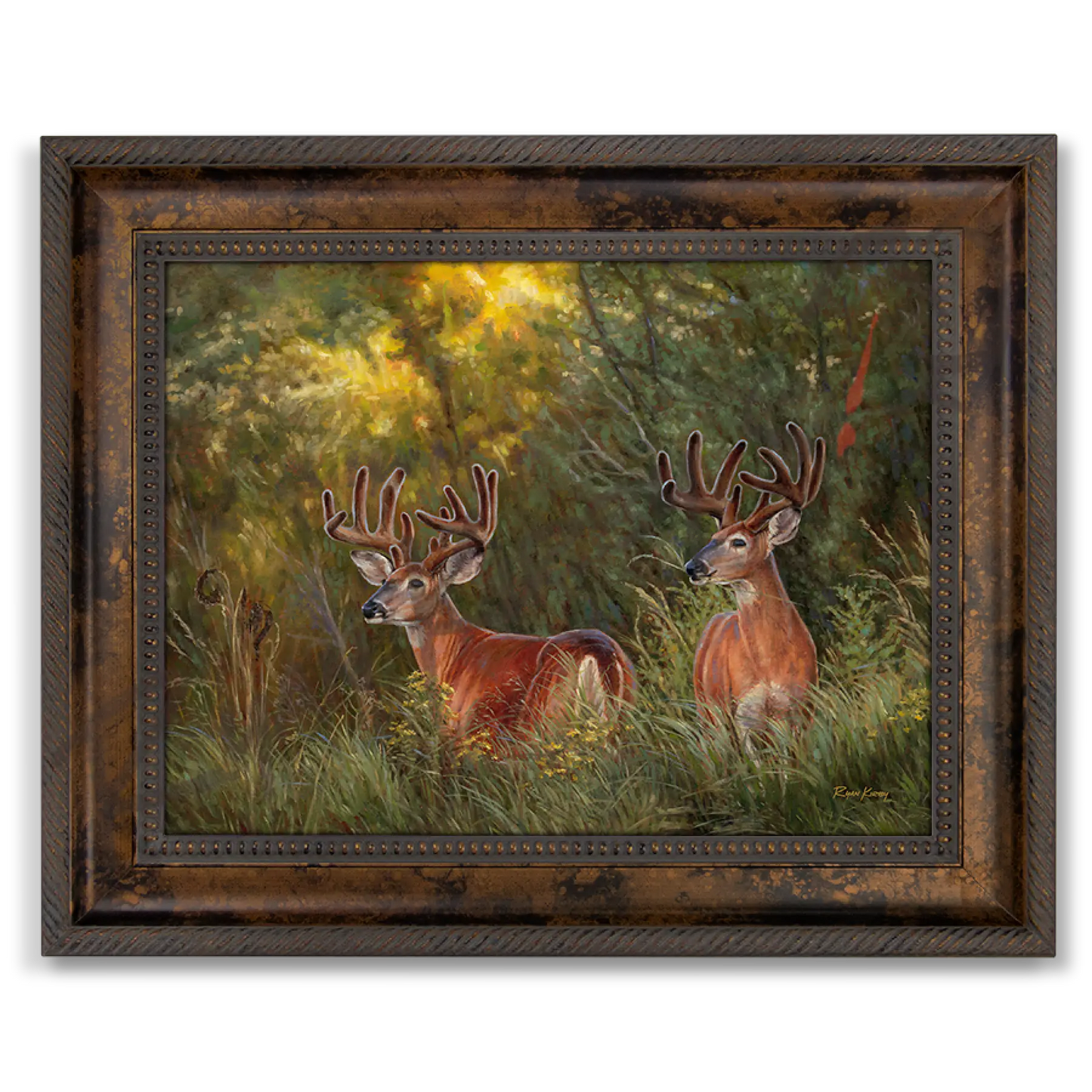 ’Boys Night Out’ White-Tailed Deer Canvas Art Print Classic Bronze