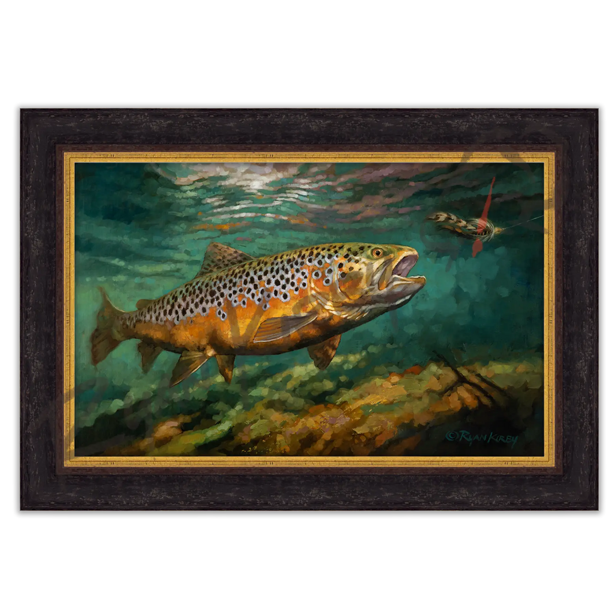 ’Brown Trout Strike’ Original Oil Painting - Original Oil Painting
