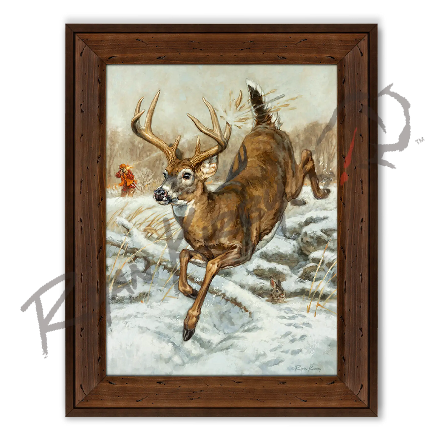 ’Swing And A Miss’ White-Tailed Buck Canvas Art Print For Field & Stream Journal Reclaimed