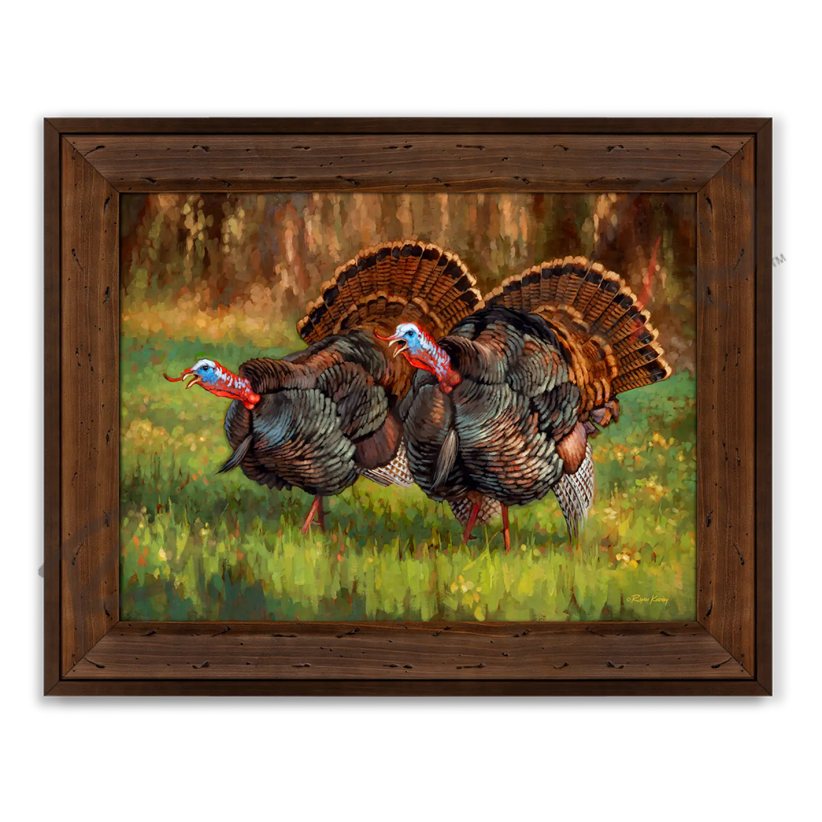 ’Deuces Wild’ Wild Turkey Canvas Art Print - Reclaimed Chestnut - Canvas Print