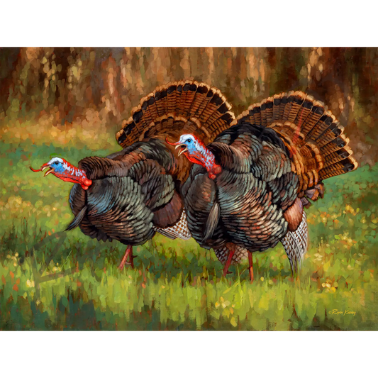 ’Deuces Wild’ Wild Turkey Canvas Art Print - Unframed, Rolled Canvas - Canvas Print