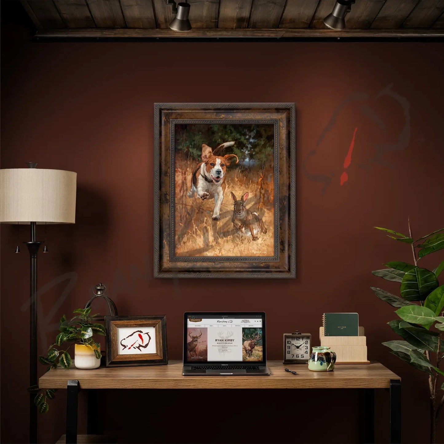 ’Fair Chase’ Beagle Hunting Rabbit Canvas Art Print