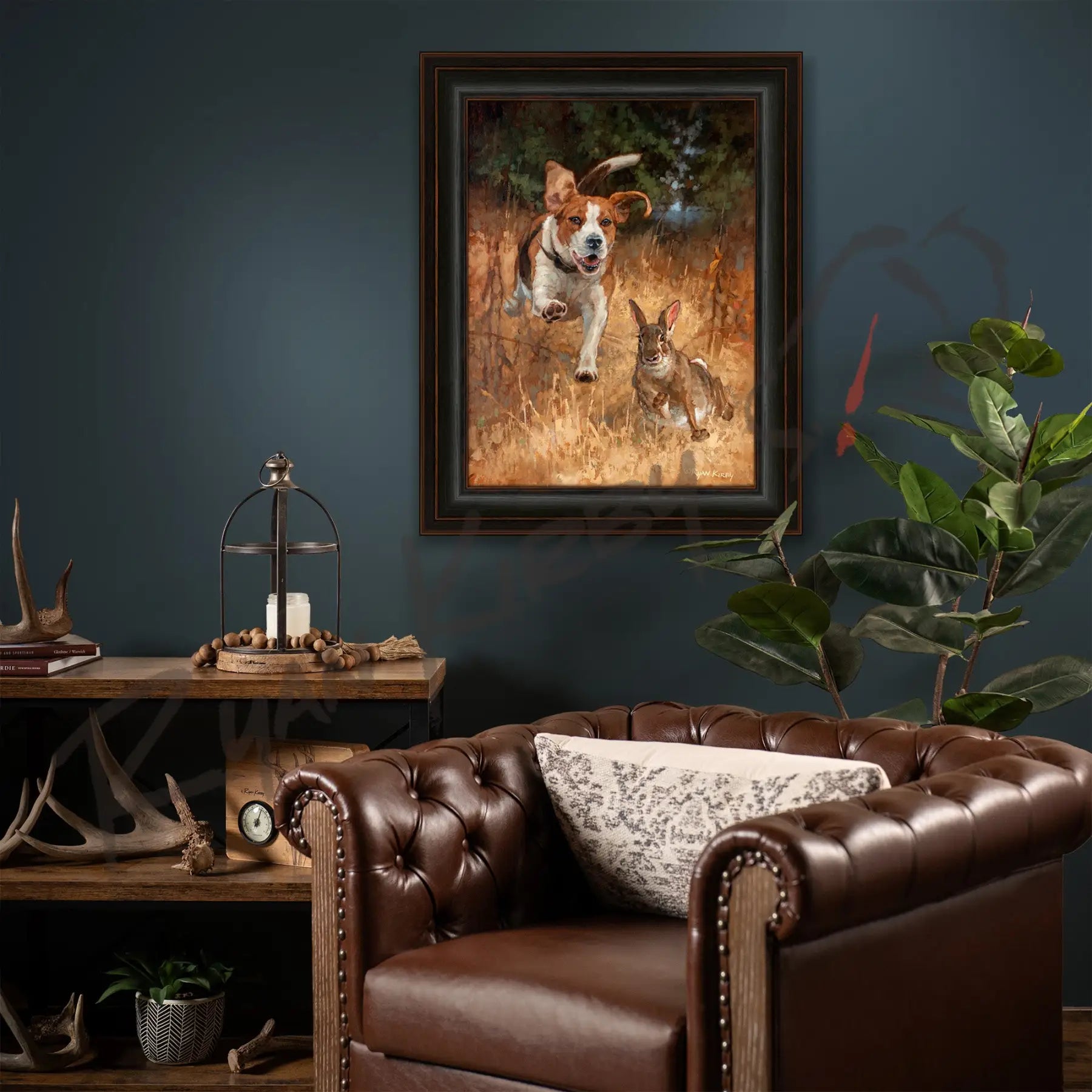 ’Fair Chase’ Beagle Hunting Rabbit Canvas Art Print - Canvas Print