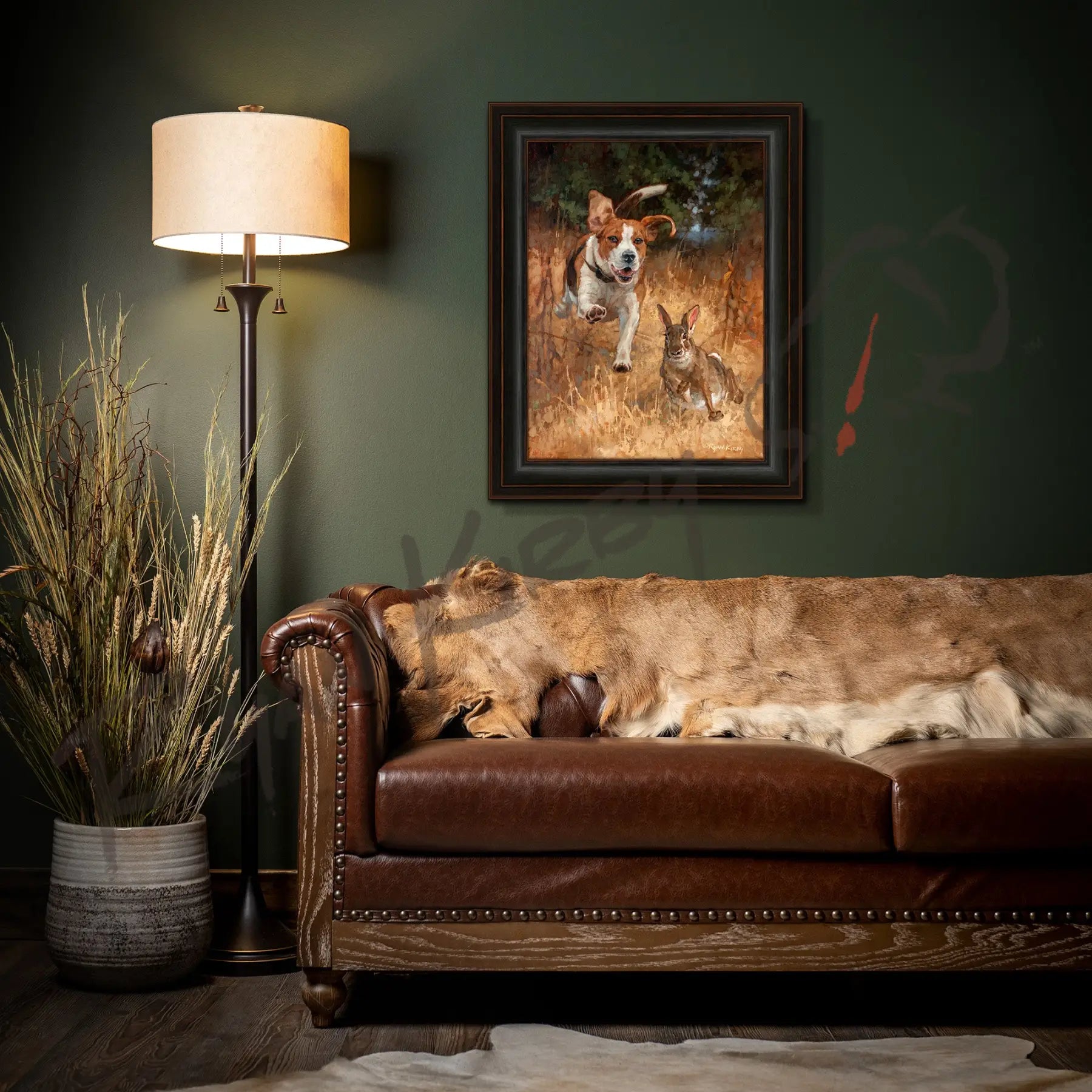 ’Fair Chase’ Beagle Hunting Rabbit Canvas Art Print - Canvas Print