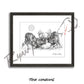 Fighting White-tailed Bucks Sketch Print Sketch Paper Print