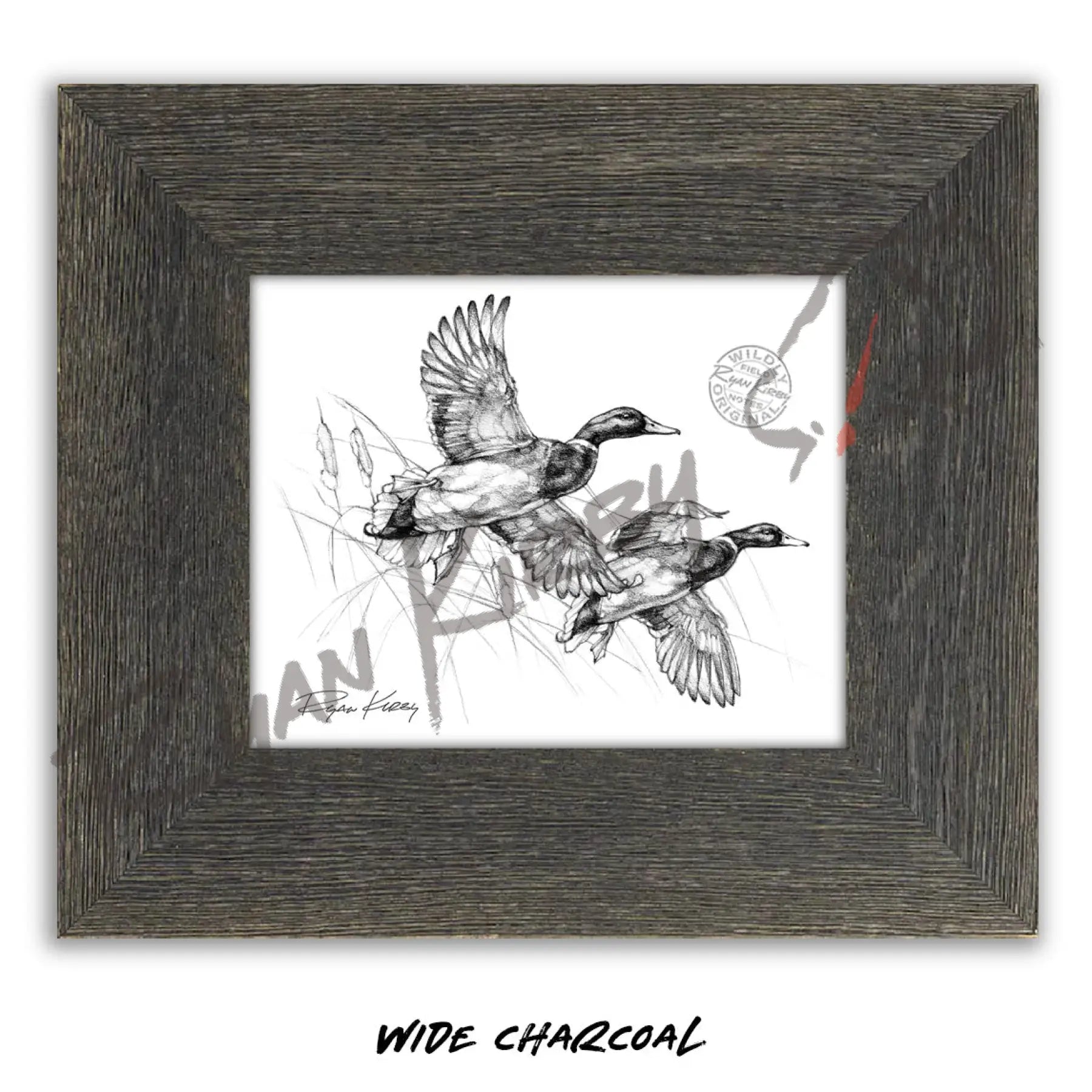 Flying Mallard Drakes Sketch Print Sketch Paper Print