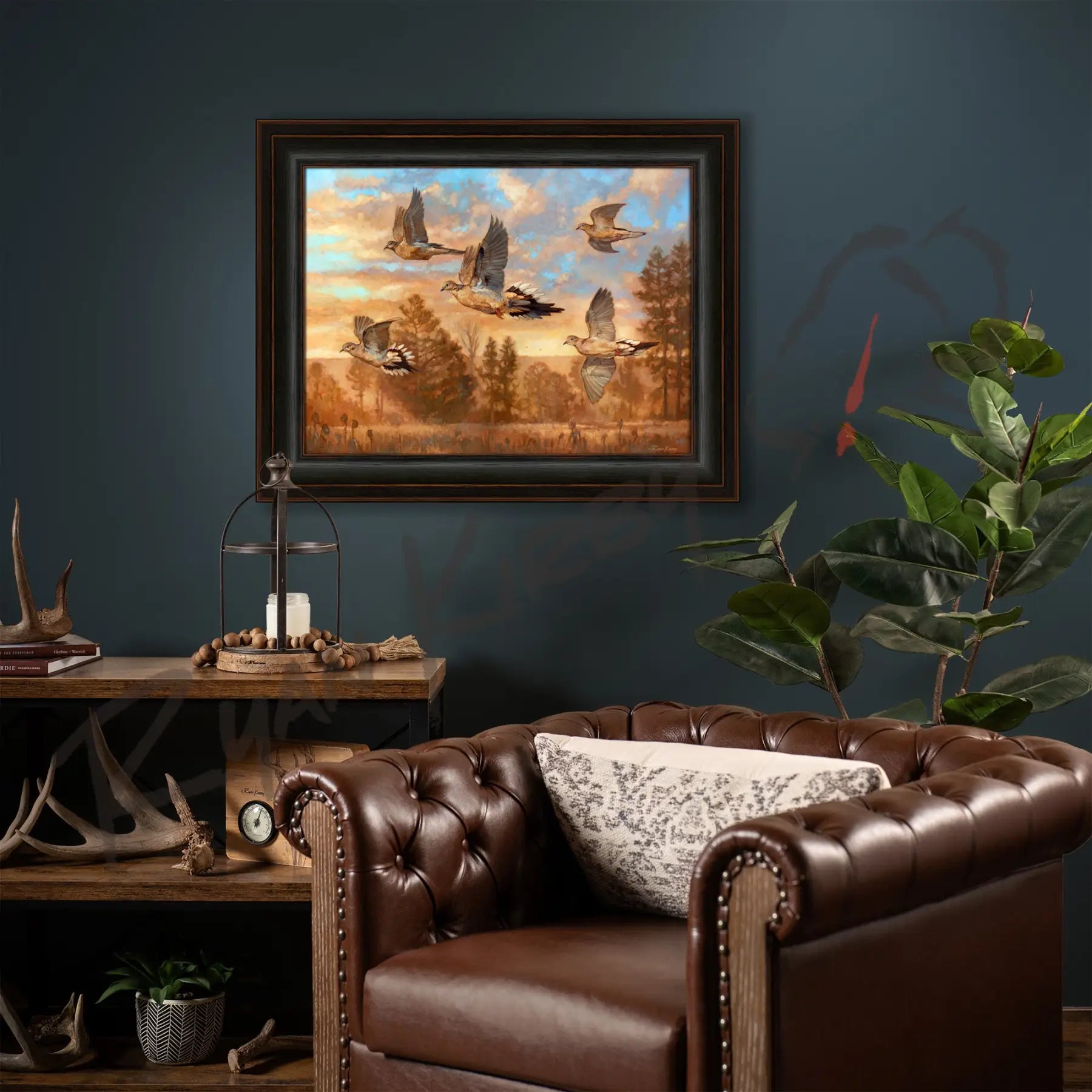 ’Golden Hour’ Mourning Dove Hunting Canvas Art Print - Canvas Print