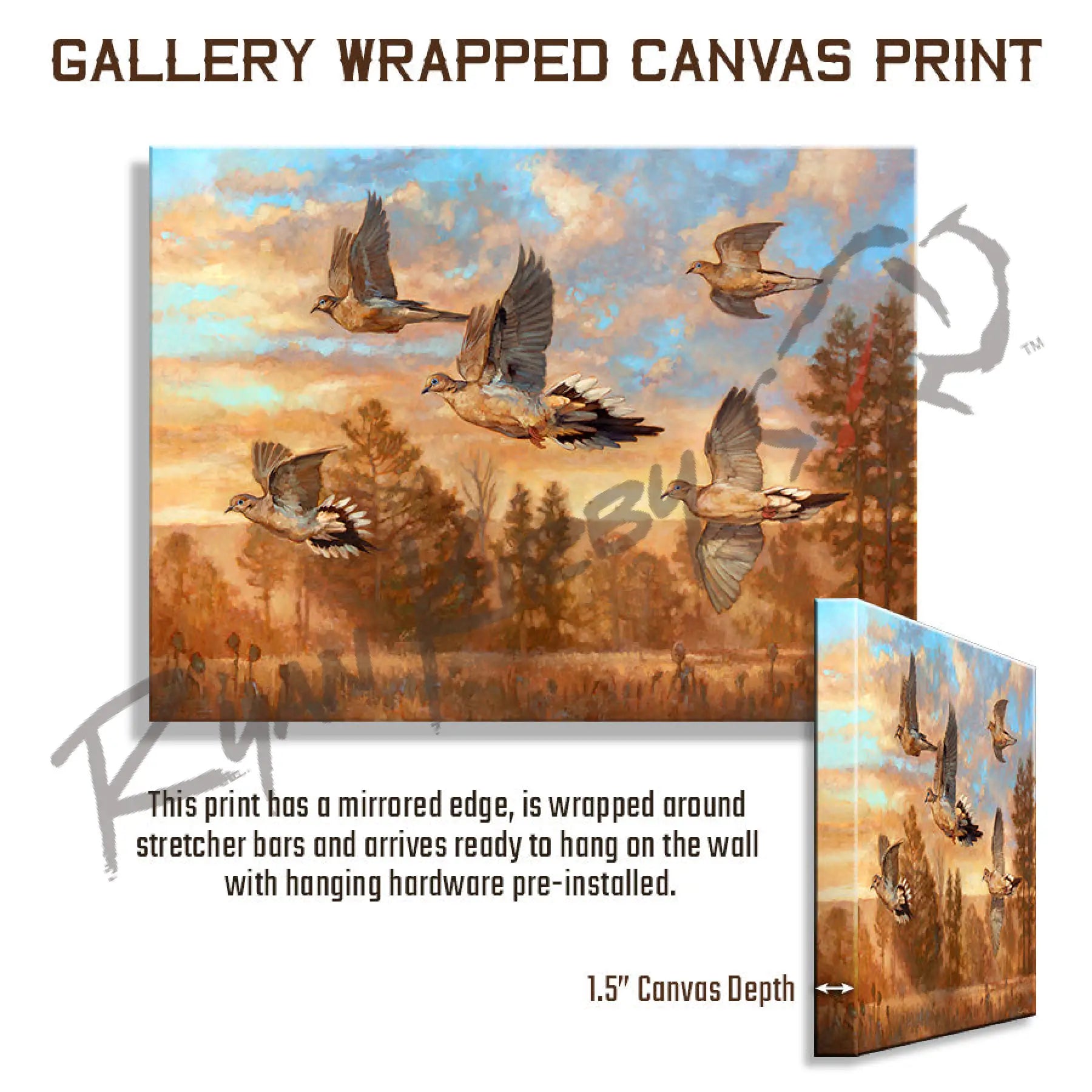 ’Golden Hour’ Mourning Dove Hunting Canvas Art Print Gallery Wrapped 18’’ X 24’’