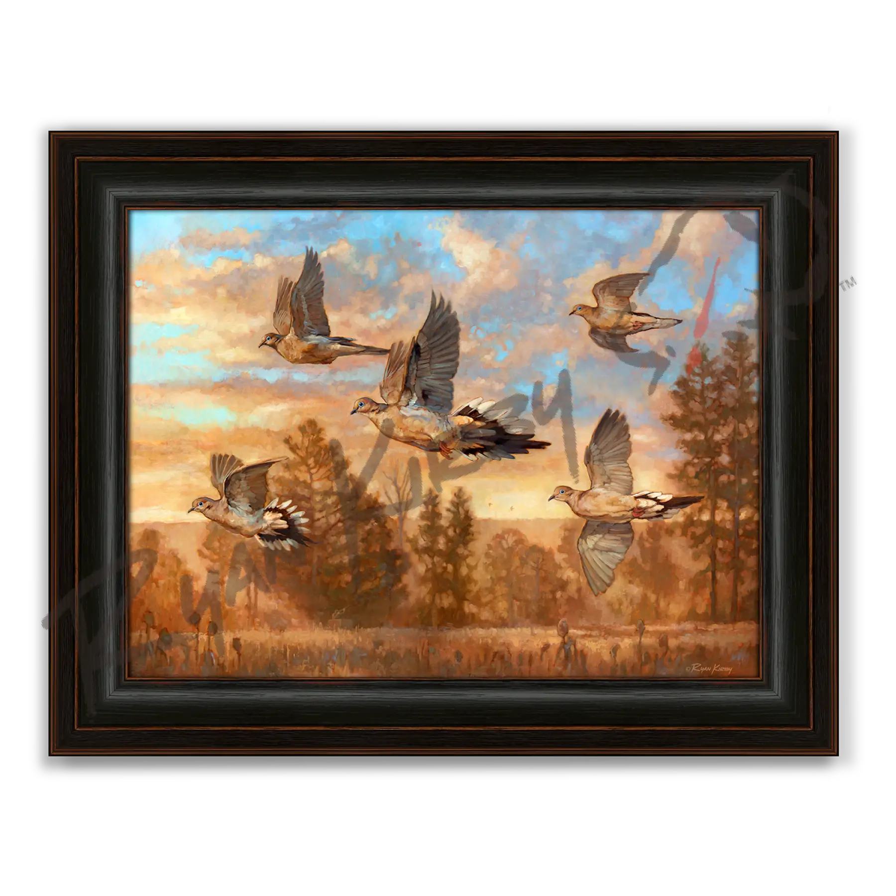 ’Golden Hour’ Mourning Dove Hunting Canvas Art Print - Midnight Oak - Canvas Print