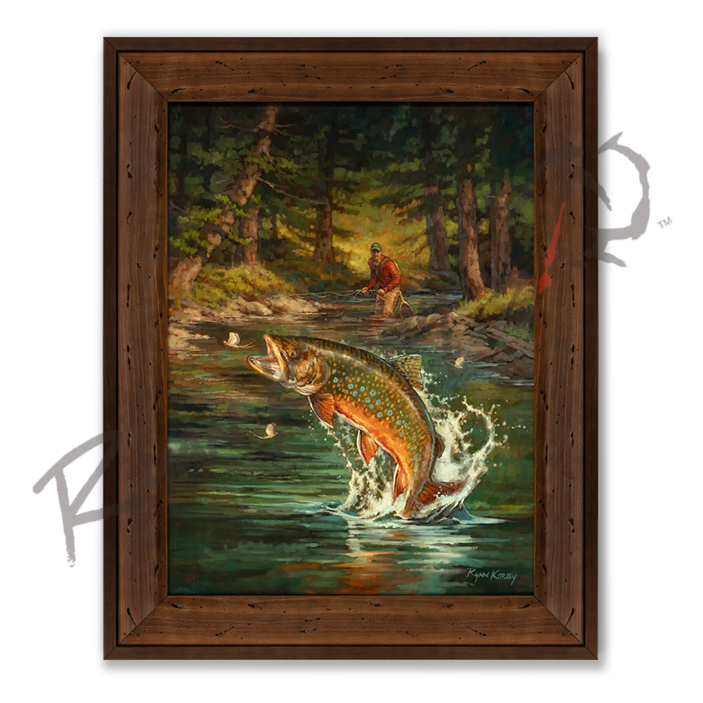 ’High Country Hatch’ Jumping Brook Trout Canvas Art Print Reclaimed Chestnut