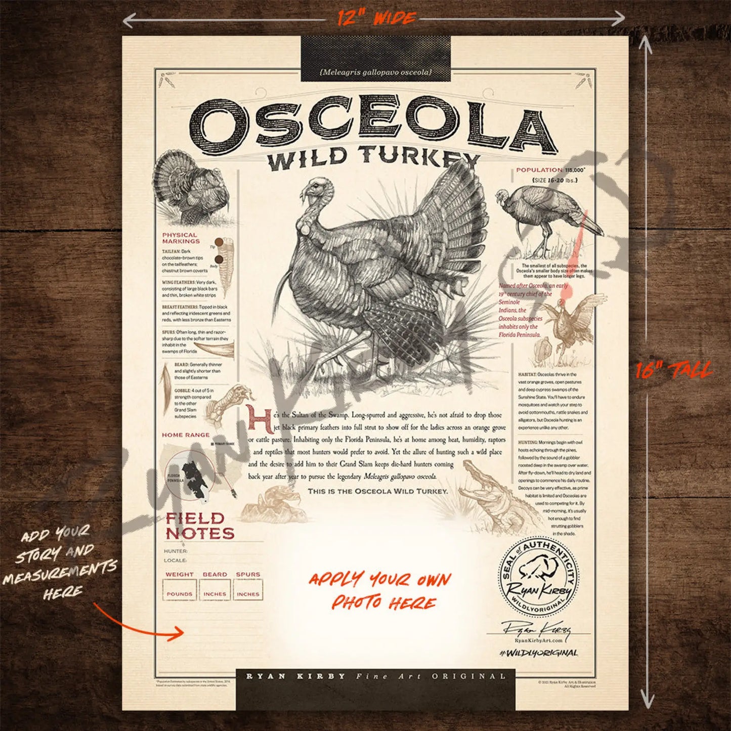 Just The Shell - “Osceola Wild Turkey” Customizable Paper Print Custom