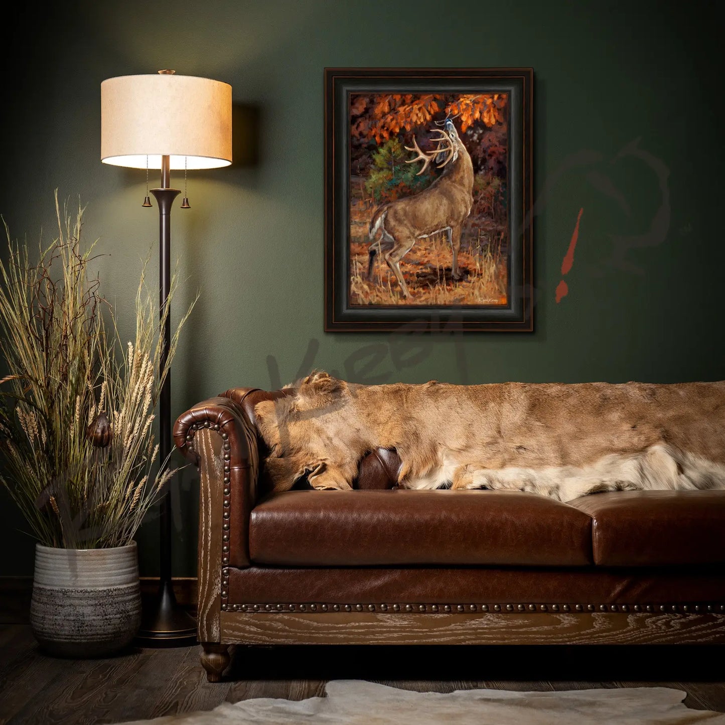 ’Makers Mark’ White-tailed Buck in a Scrape Canvas Art Print - Canvas Print
