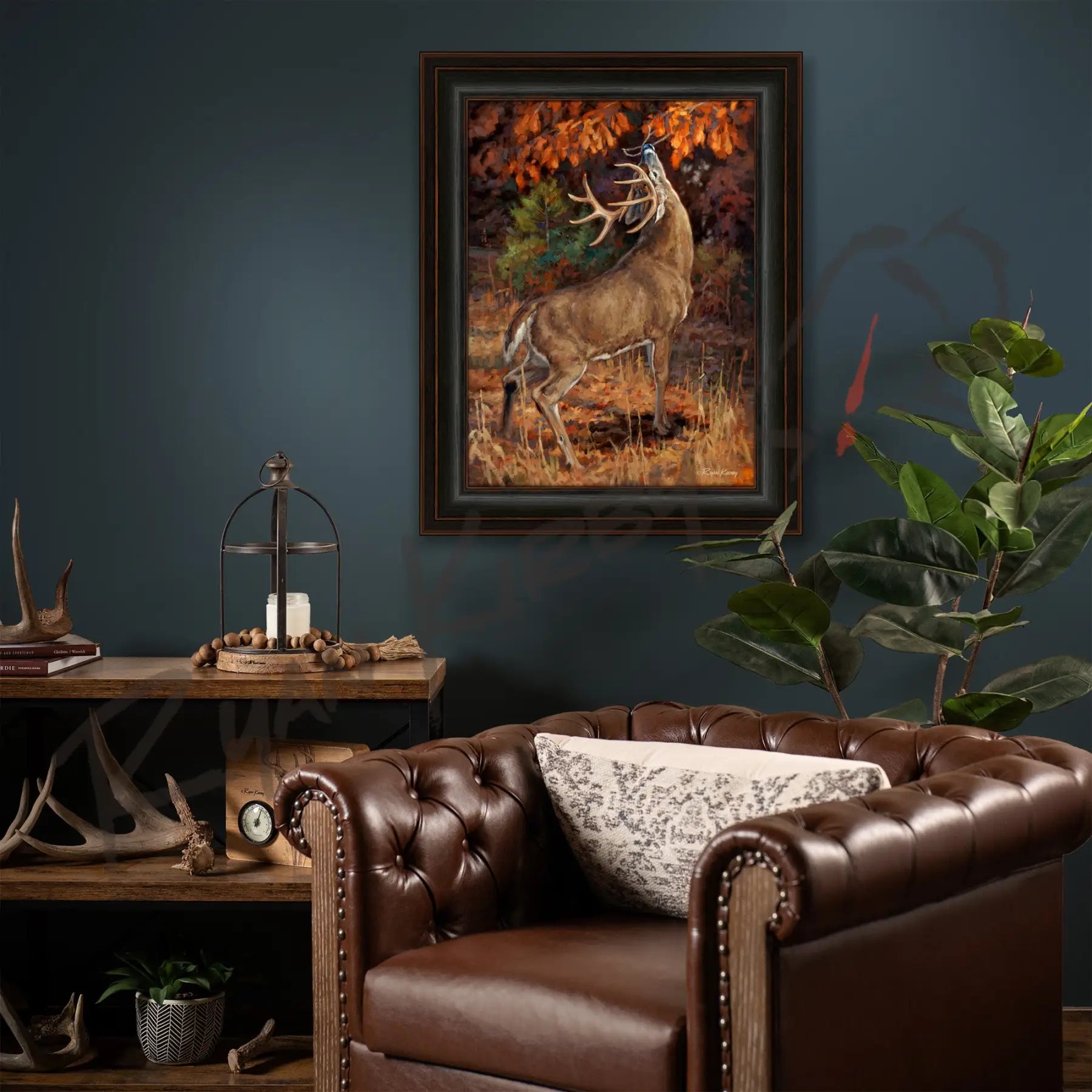 ’Makers Mark’ White-tailed Buck in a Scrape Canvas Art Print - Canvas Print