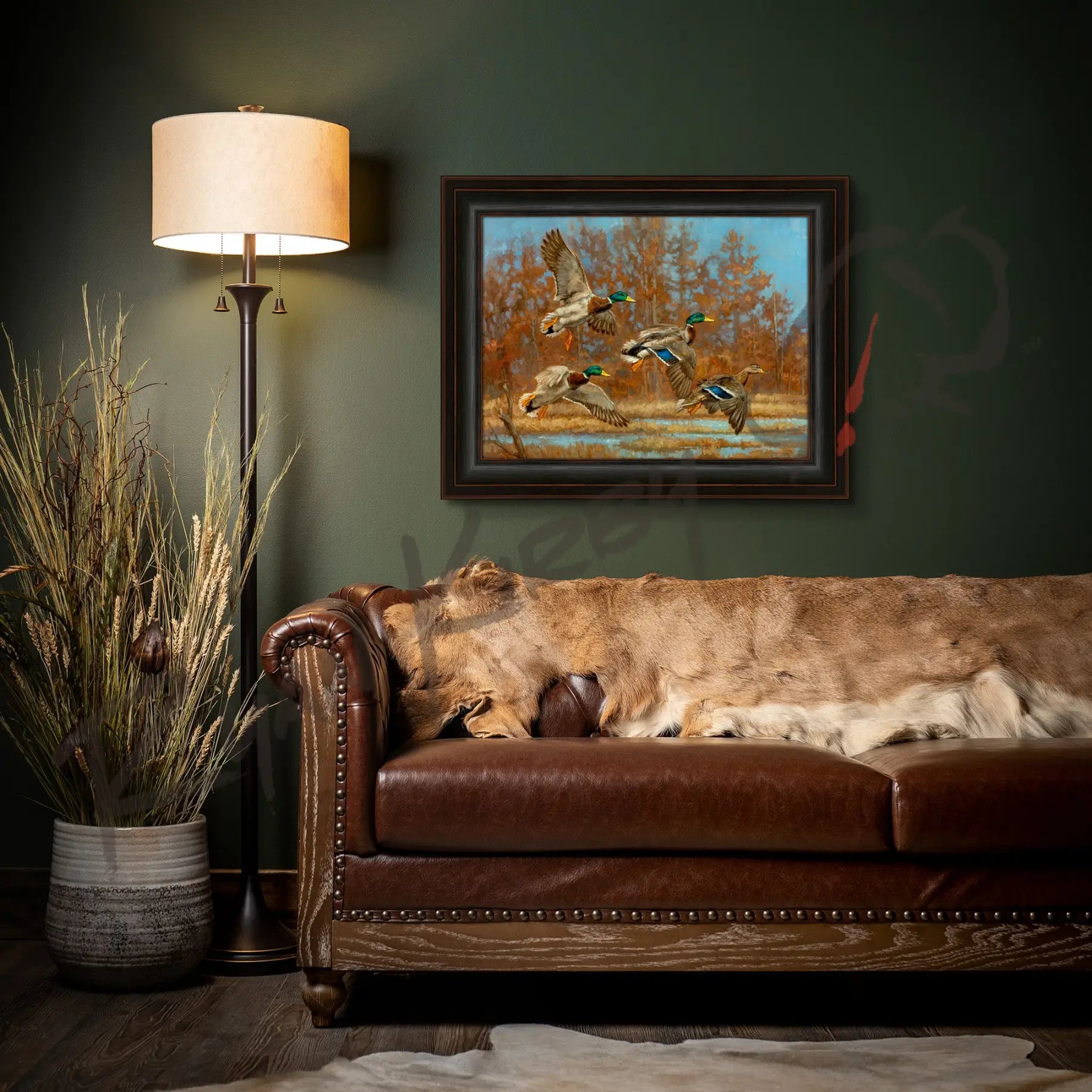 ’Marsh Madness’ Flying Mallards Canvas Art Print - Canvas Print