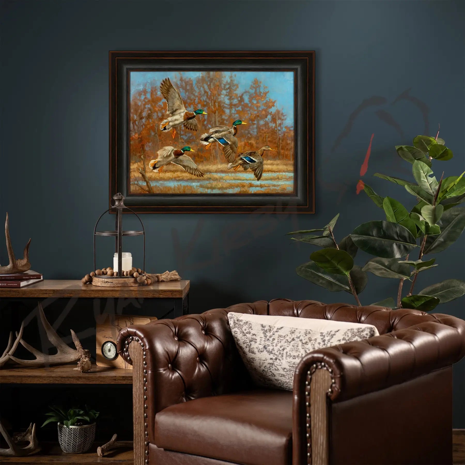 ’Marsh Madness’ Flying Mallards Canvas Art Print - Canvas Print