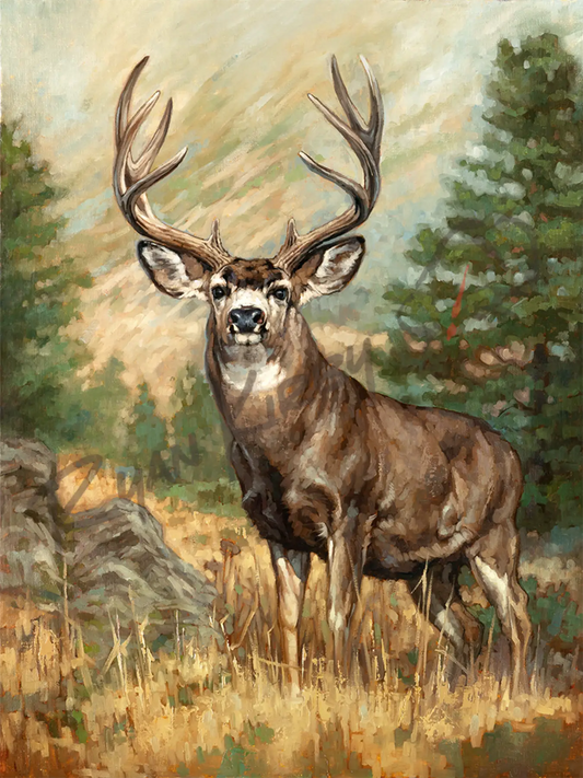 ’Ponderosa Ghost’ Original Mule Deer Oil Painting
