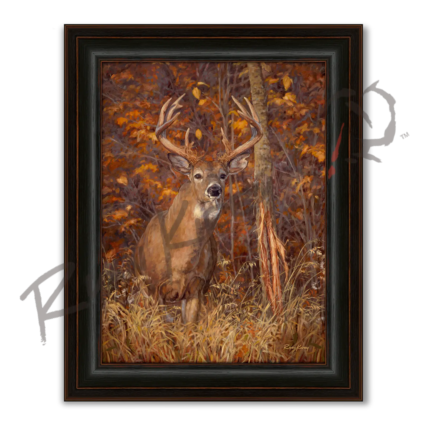 ’Posting Up’ White-tailed Deer Canvas Art Print - Midnight Oak - Canvas Print